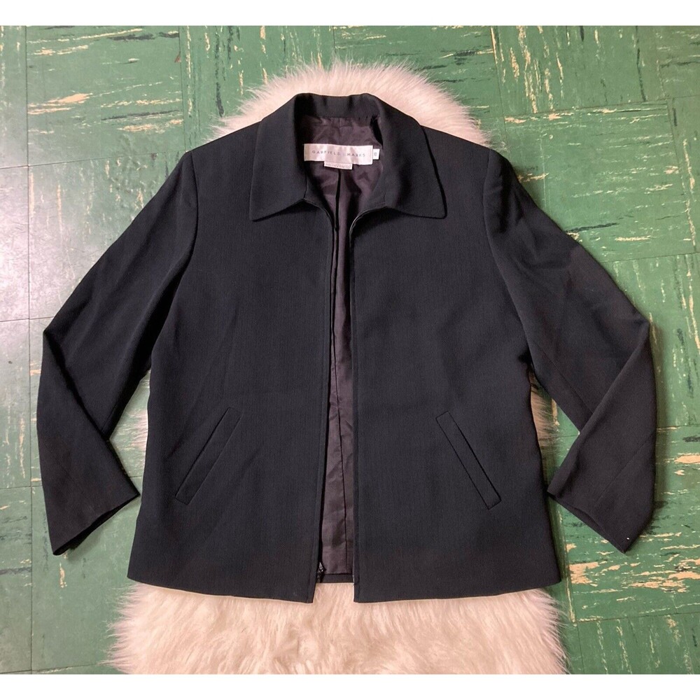 Garfield & Marks Black Full Zip Blazer sz 10 Made in New York Vintage
